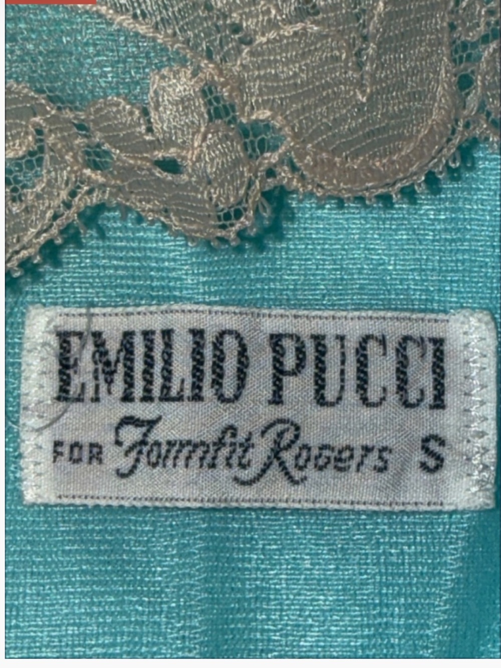 Emilio Pucci for Formfit RogerTurquoise Chemise with Multicolor EmbroideredV-Nec - Picture 2 of 7